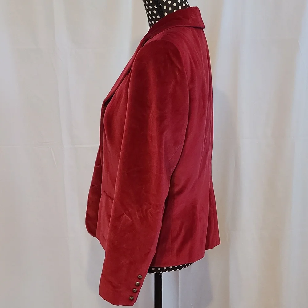 Talbot Petites Burgundy Velvet Looking Jacket - Picture 6 of 12